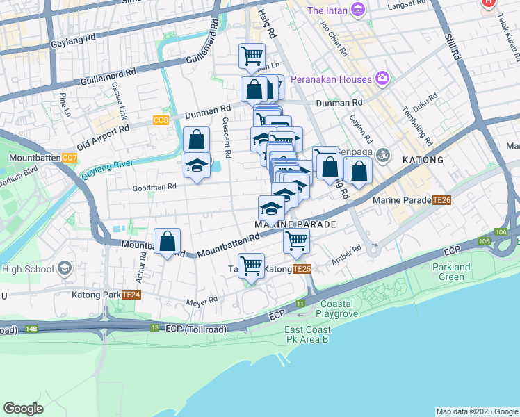 map of restaurants, bars, coffee shops, grocery stores, and more near in Singapore