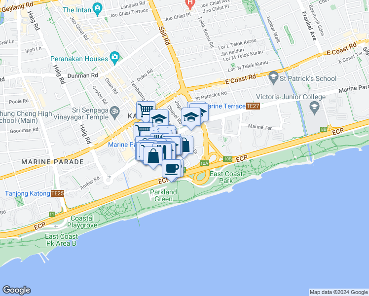 map of restaurants, bars, coffee shops, grocery stores, and more near in Singapore
