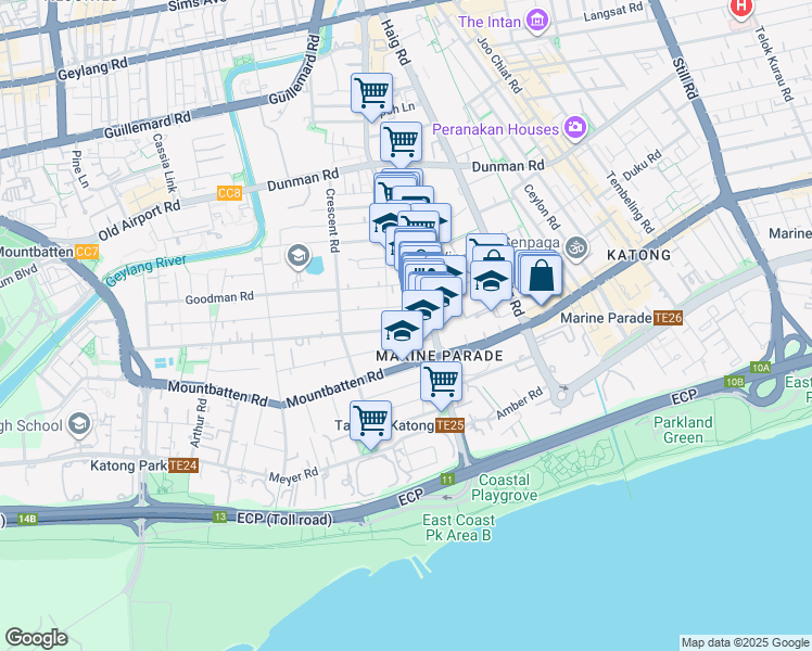 map of restaurants, bars, coffee shops, grocery stores, and more near in Singapore