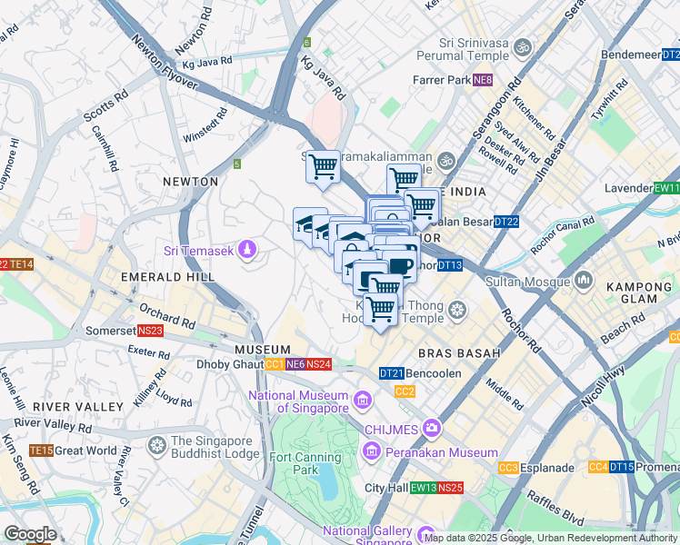 map of restaurants, bars, coffee shops, grocery stores, and more near in Singapore