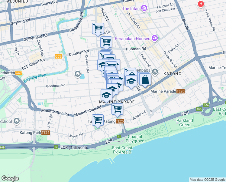 map of restaurants, bars, coffee shops, grocery stores, and more near in Singapore