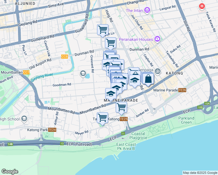map of restaurants, bars, coffee shops, grocery stores, and more near in Singapore