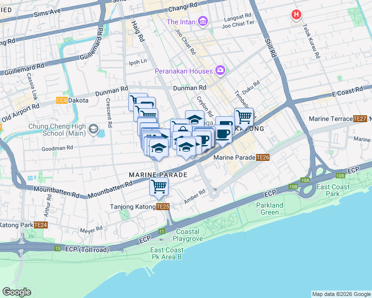 map of restaurants, bars, coffee shops, grocery stores, and more near in Singapore