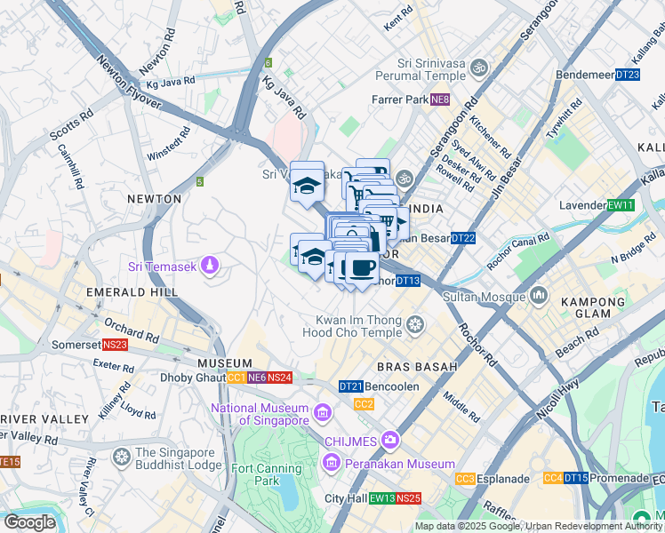 map of restaurants, bars, coffee shops, grocery stores, and more near in Singapore