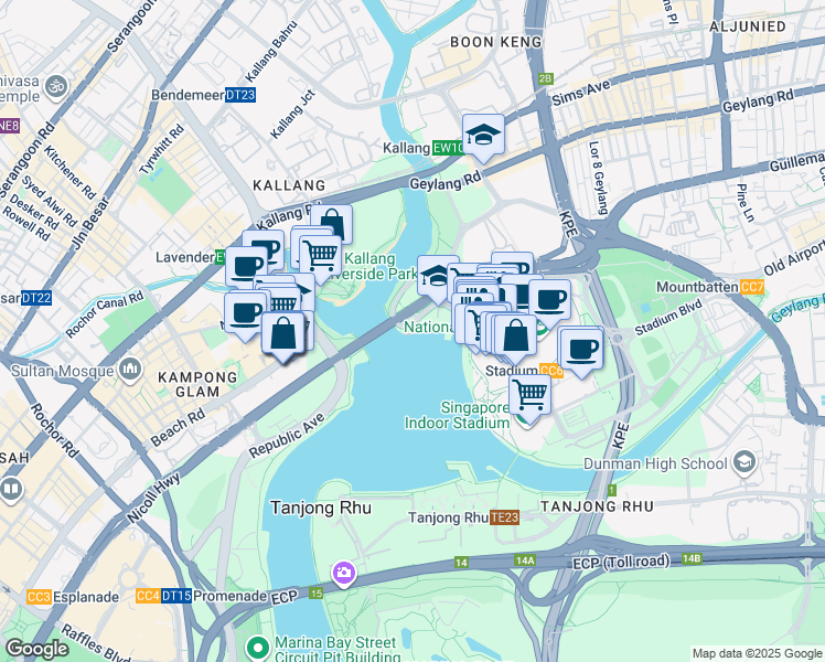 map of restaurants, bars, coffee shops, grocery stores, and more near in Singapore