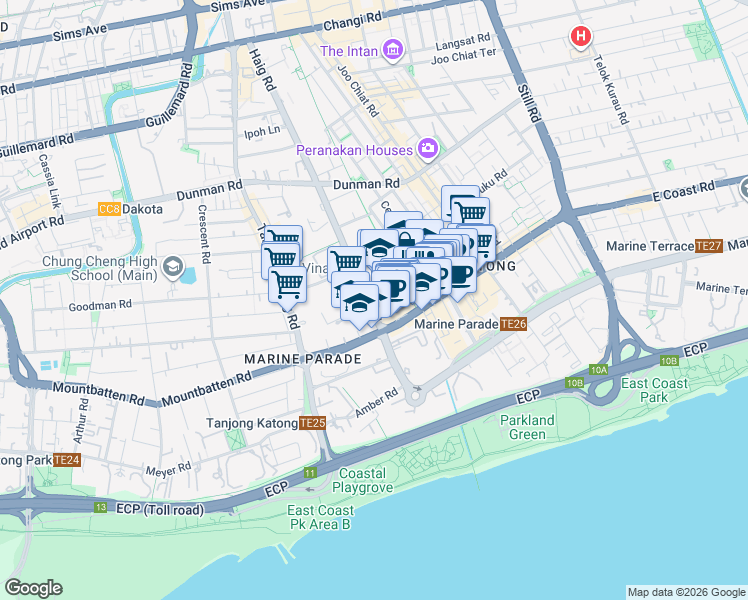 map of restaurants, bars, coffee shops, grocery stores, and more near in Singapore