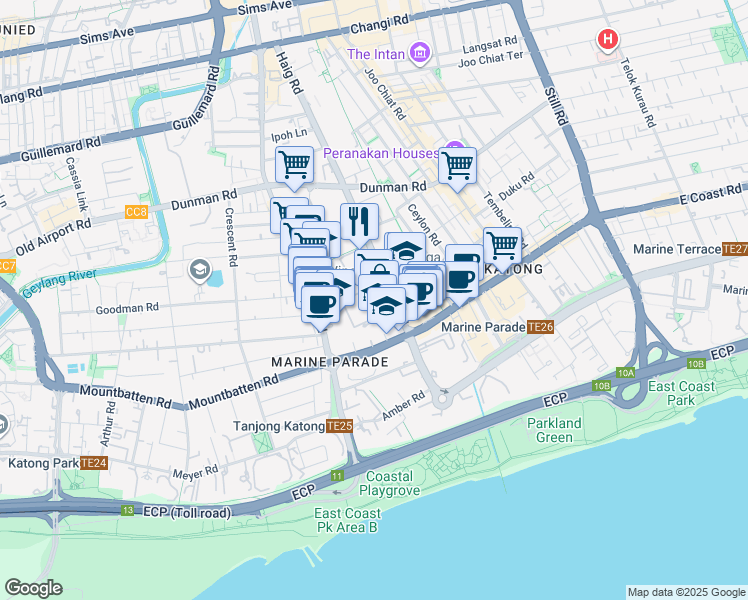 map of restaurants, bars, coffee shops, grocery stores, and more near in Singapore