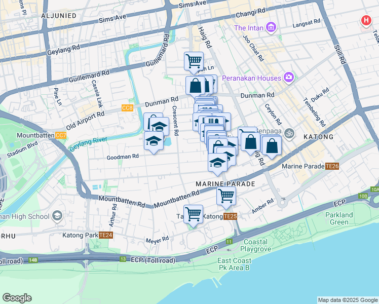 map of restaurants, bars, coffee shops, grocery stores, and more near in Singapore