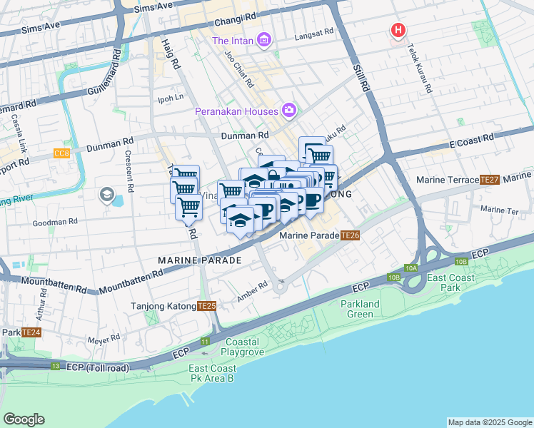 map of restaurants, bars, coffee shops, grocery stores, and more near in Singapore