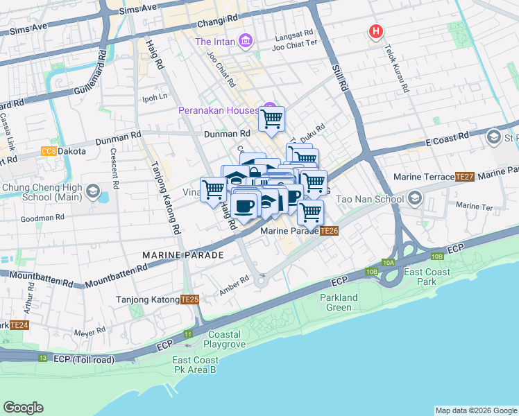 map of restaurants, bars, coffee shops, grocery stores, and more near in Singapore