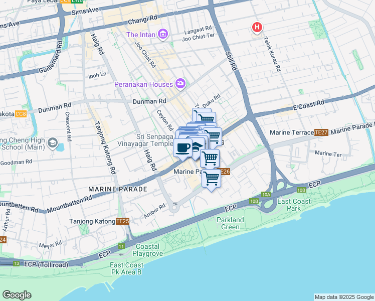 map of restaurants, bars, coffee shops, grocery stores, and more near in Singapore