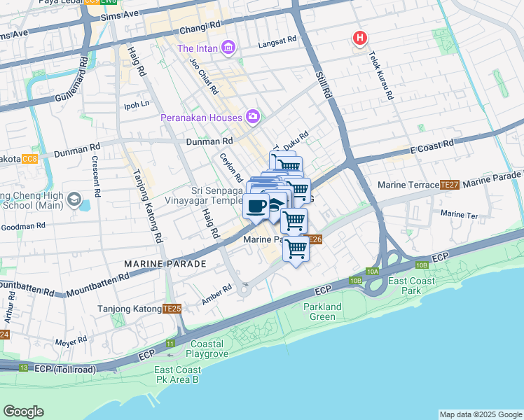 map of restaurants, bars, coffee shops, grocery stores, and more near in Singapore
