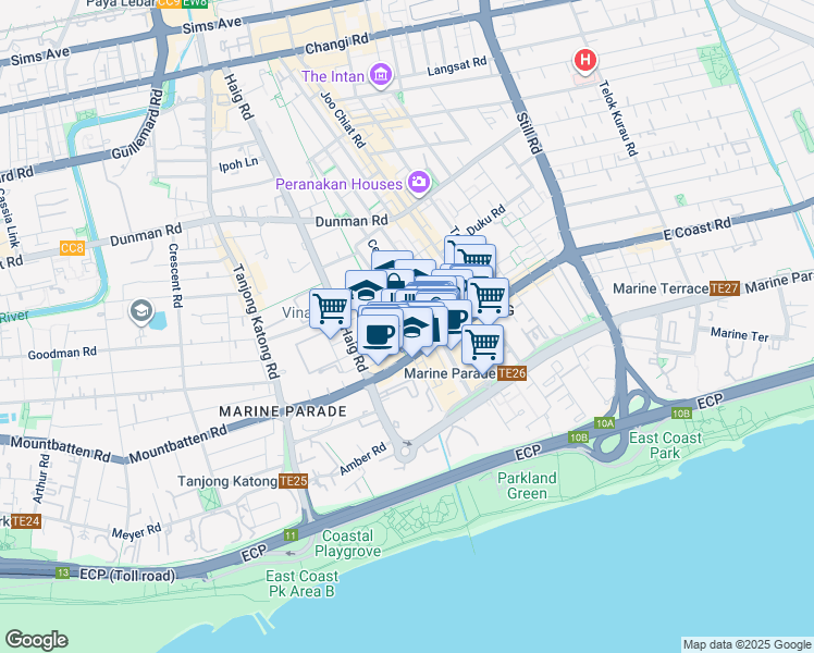 map of restaurants, bars, coffee shops, grocery stores, and more near in Singapore