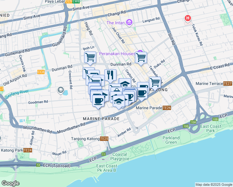 map of restaurants, bars, coffee shops, grocery stores, and more near in Singapore