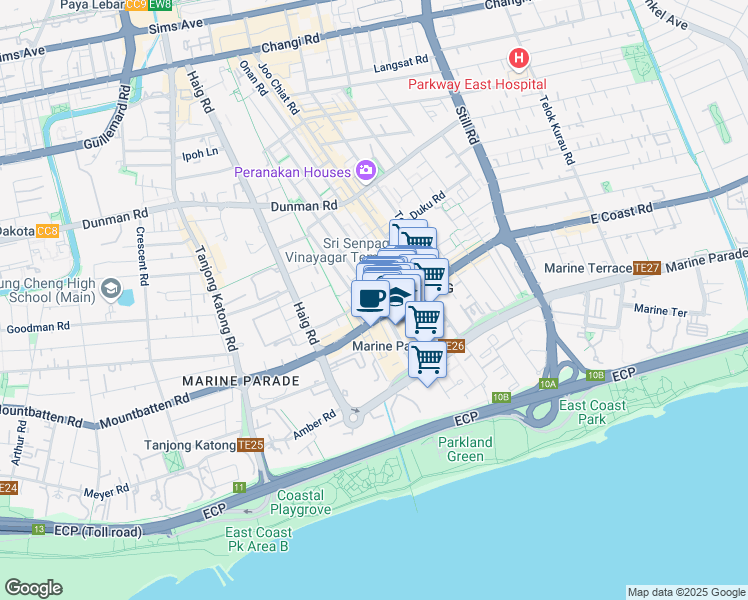 map of restaurants, bars, coffee shops, grocery stores, and more near in Singapore