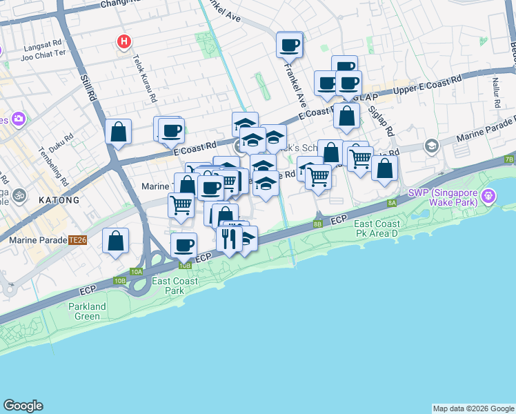 map of restaurants, bars, coffee shops, grocery stores, and more near in Singapore