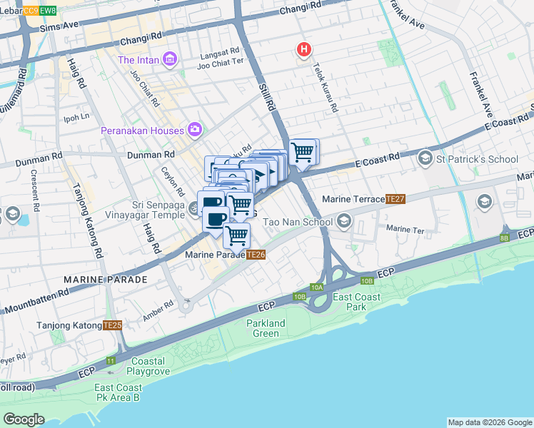 map of restaurants, bars, coffee shops, grocery stores, and more near in Singapore