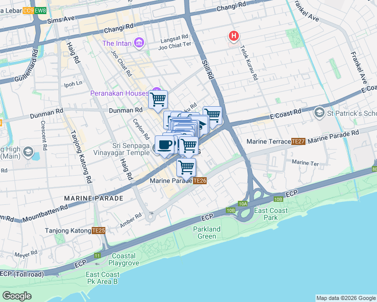 map of restaurants, bars, coffee shops, grocery stores, and more near in Singapore