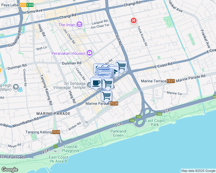 map of restaurants, bars, coffee shops, grocery stores, and more near in Singapore
