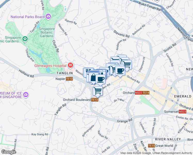 map of restaurants, bars, coffee shops, grocery stores, and more near in Singapore