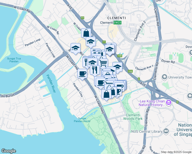 map of restaurants, bars, coffee shops, grocery stores, and more near in Singapore