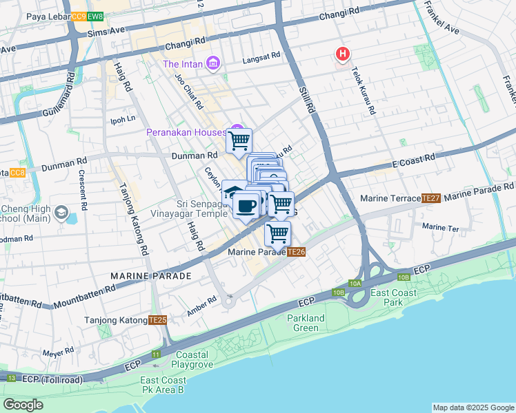 map of restaurants, bars, coffee shops, grocery stores, and more near in Singapore