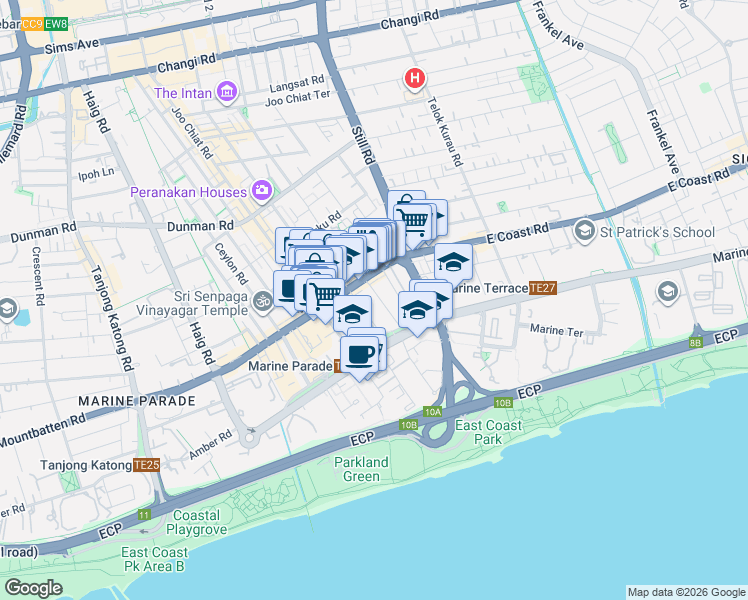 map of restaurants, bars, coffee shops, grocery stores, and more near in Singapore