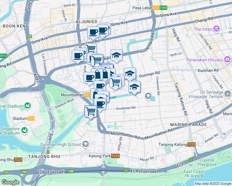 map of restaurants, bars, coffee shops, grocery stores, and more near in Singapore
