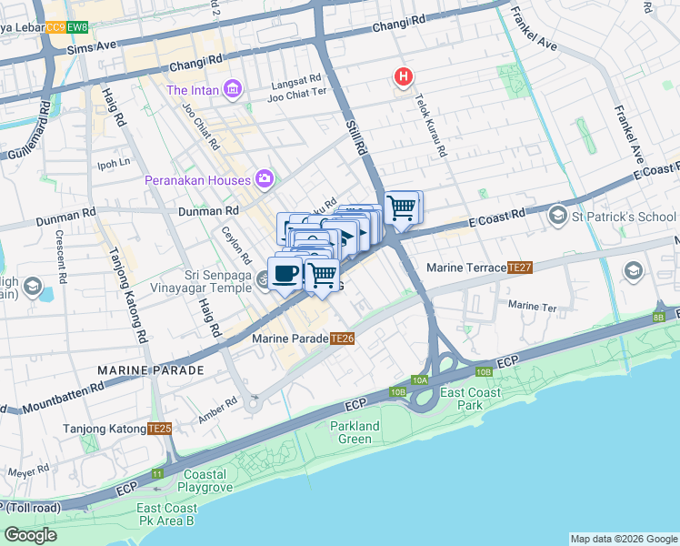 map of restaurants, bars, coffee shops, grocery stores, and more near in Singapore