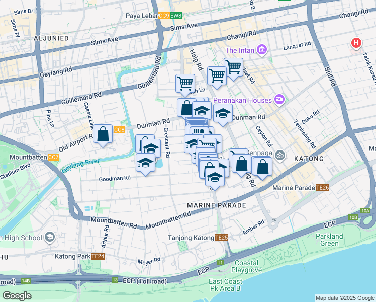 map of restaurants, bars, coffee shops, grocery stores, and more near in Singapore
