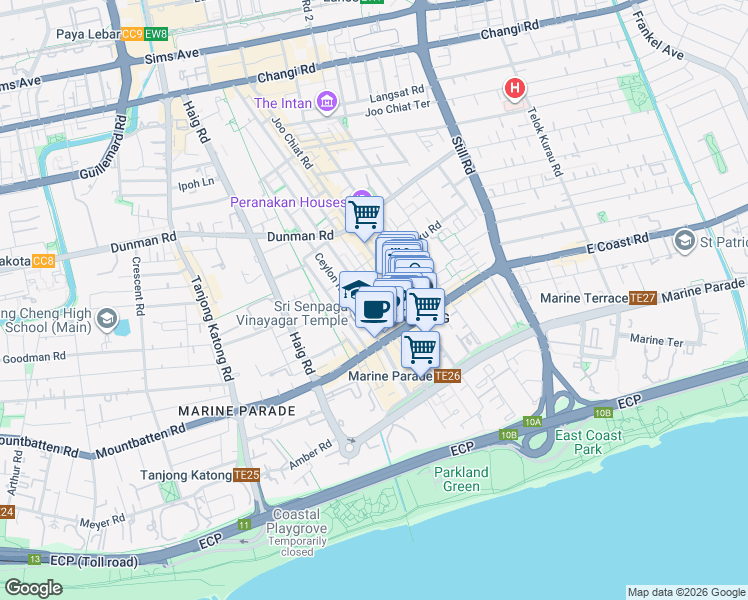 map of restaurants, bars, coffee shops, grocery stores, and more near in Singapore
