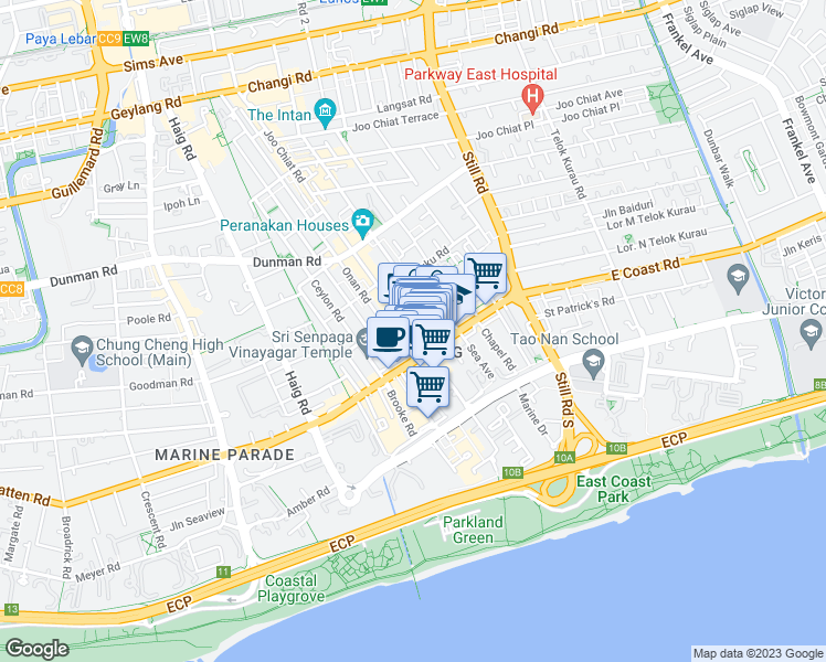 map of restaurants, bars, coffee shops, grocery stores, and more near in Singapore