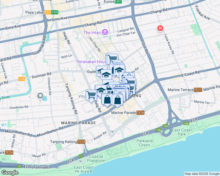 map of restaurants, bars, coffee shops, grocery stores, and more near in Singapore