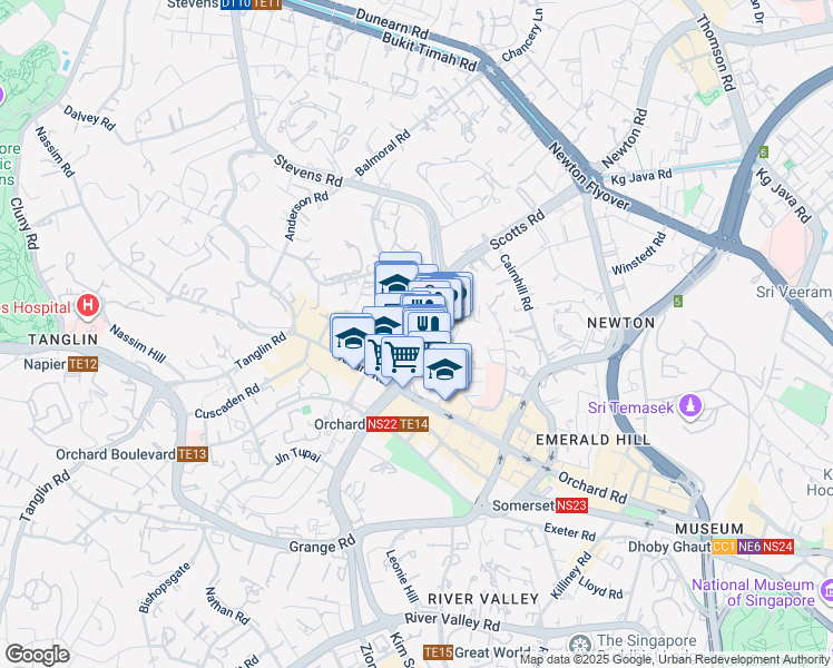 map of restaurants, bars, coffee shops, grocery stores, and more near in Singapore