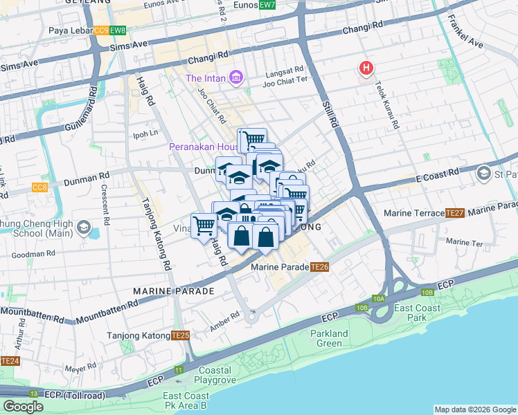 map of restaurants, bars, coffee shops, grocery stores, and more near in Singapore