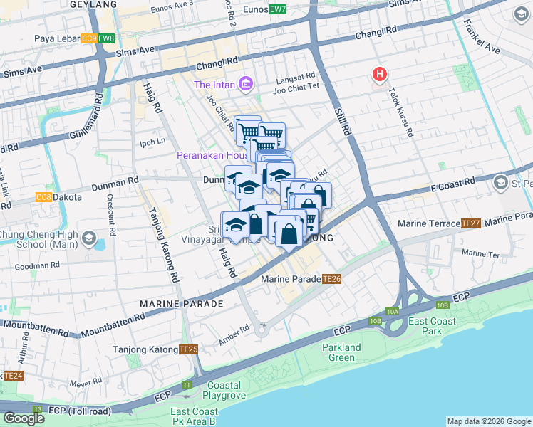 map of restaurants, bars, coffee shops, grocery stores, and more near in Singapore