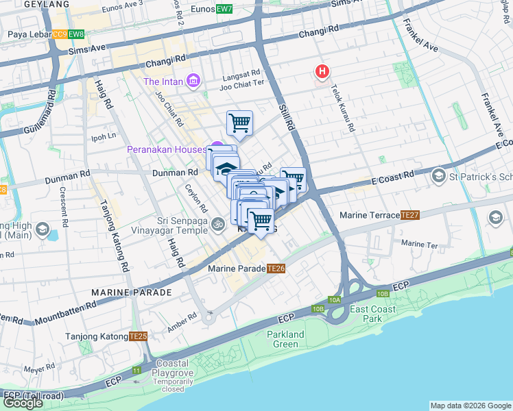 map of restaurants, bars, coffee shops, grocery stores, and more near in Singapore