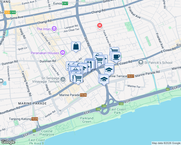 map of restaurants, bars, coffee shops, grocery stores, and more near in Singapore