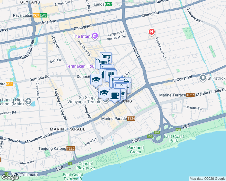 map of restaurants, bars, coffee shops, grocery stores, and more near in Singapore