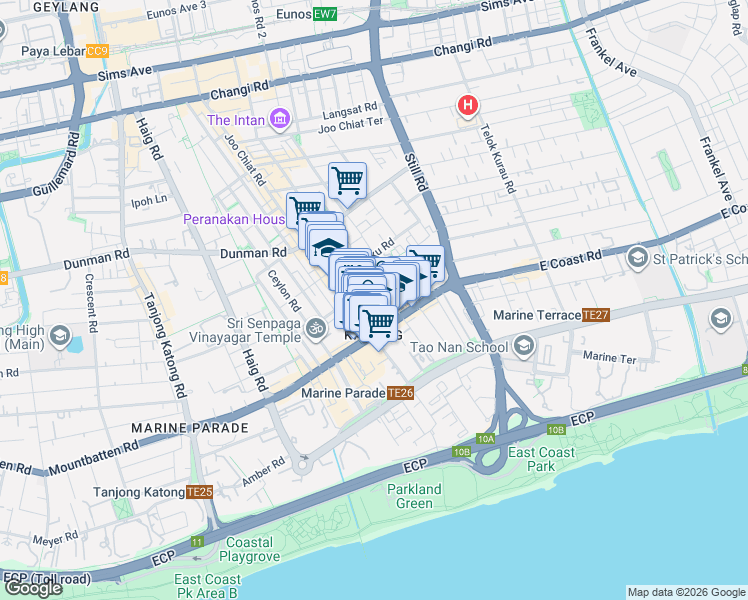 map of restaurants, bars, coffee shops, grocery stores, and more near in Singapore