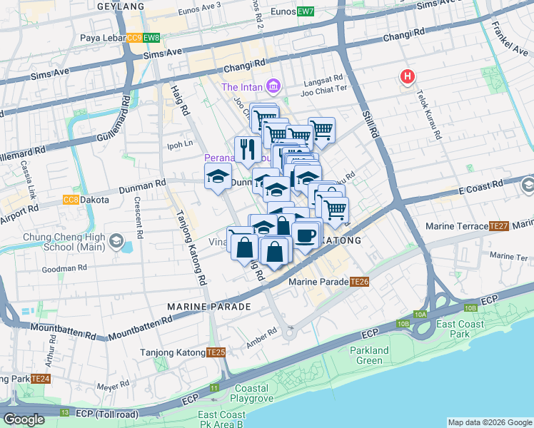 map of restaurants, bars, coffee shops, grocery stores, and more near in Singapore