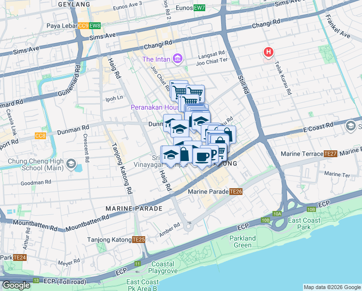 map of restaurants, bars, coffee shops, grocery stores, and more near in Singapore