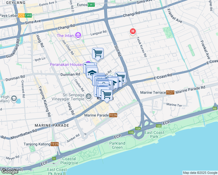 map of restaurants, bars, coffee shops, grocery stores, and more near in Singapore