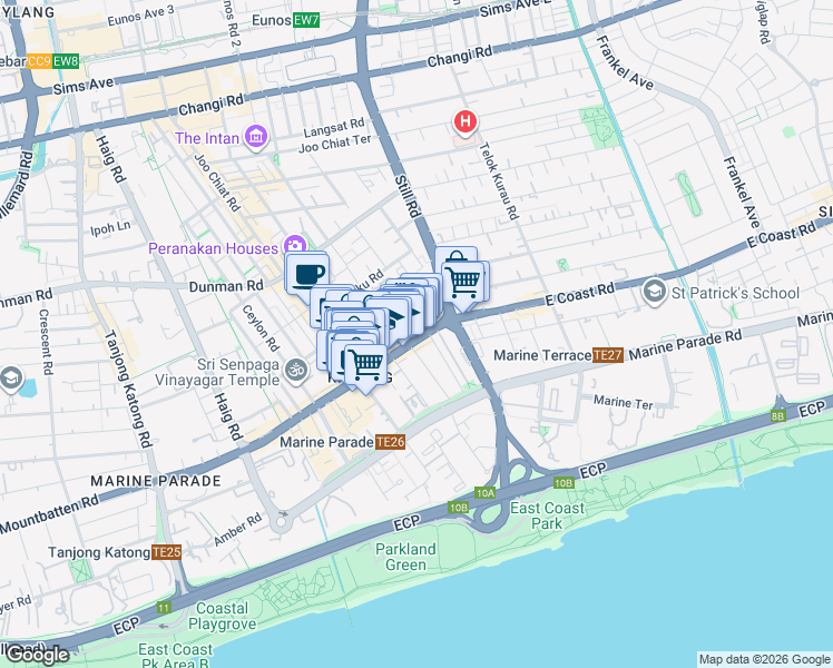 map of restaurants, bars, coffee shops, grocery stores, and more near in Singapore
