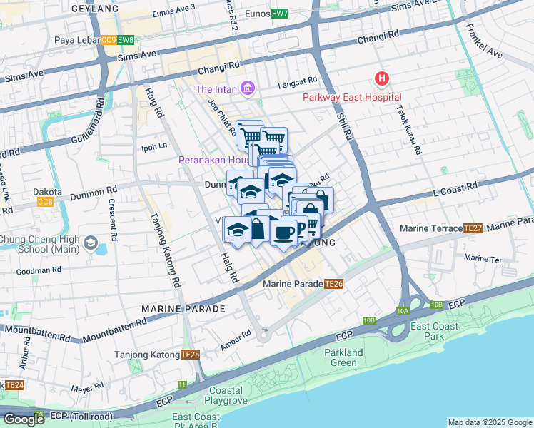 map of restaurants, bars, coffee shops, grocery stores, and more near in Singapore