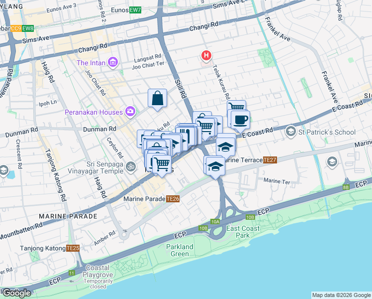 map of restaurants, bars, coffee shops, grocery stores, and more near in Singapore