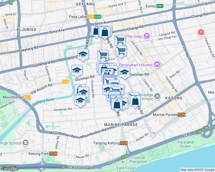 map of restaurants, bars, coffee shops, grocery stores, and more near in Singapore