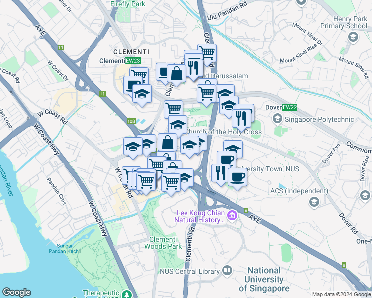 map of restaurants, bars, coffee shops, grocery stores, and more near in Singapore