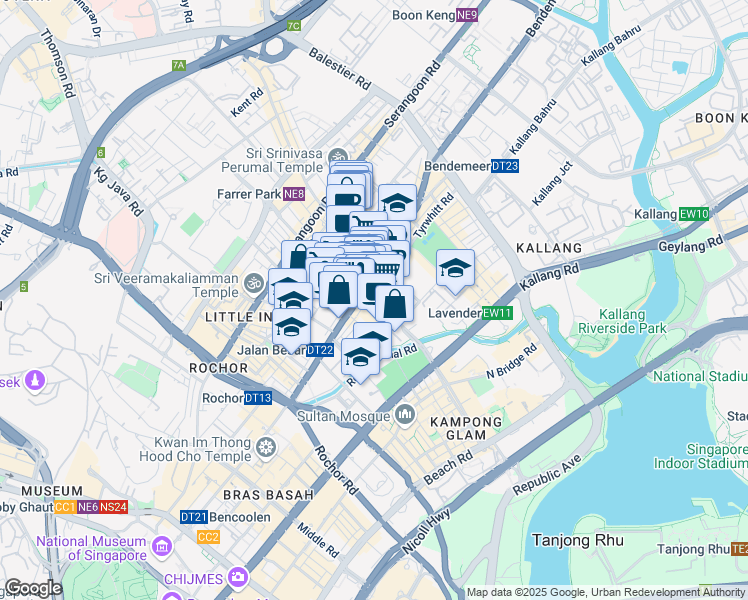 map of restaurants, bars, coffee shops, grocery stores, and more near in Singapore