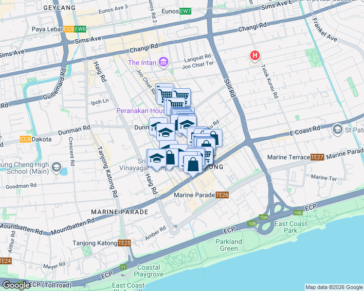 map of restaurants, bars, coffee shops, grocery stores, and more near in Singapore